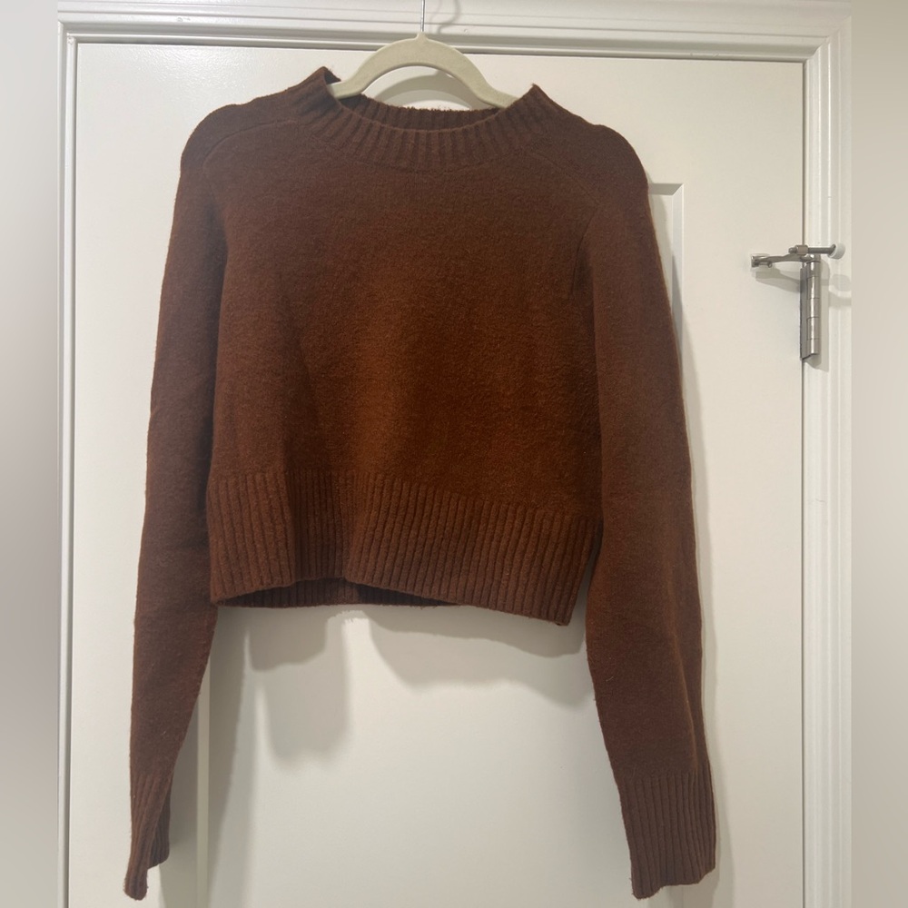 Universal Thread Women's Cropped Sweater Brown/Orange SzS Fall Winter Cozy Fuzzy